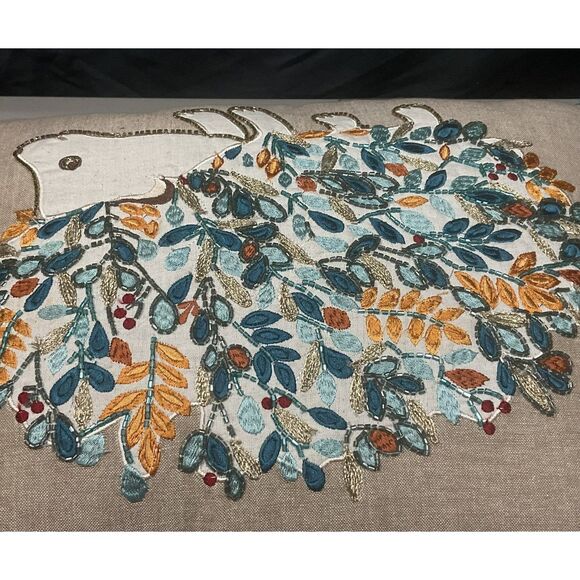 Exquisite Beaded Hedgehog Accent Pillow - Picture 3 of 5